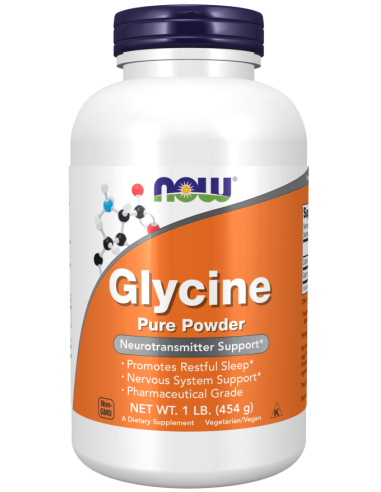 Glycine Pure v prahu 454 g (Now Foods)